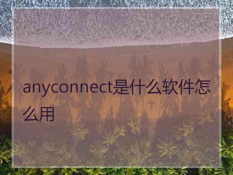 anyconnect是什么软件怎么用