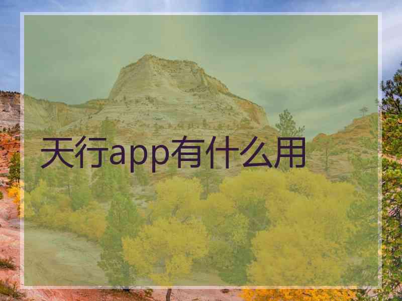 天行app有什么用