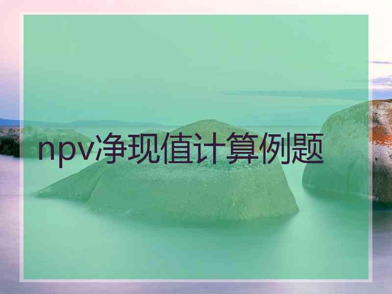 npv净现值计算例题