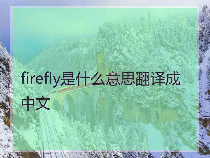 firefly是什么意思翻译成中文