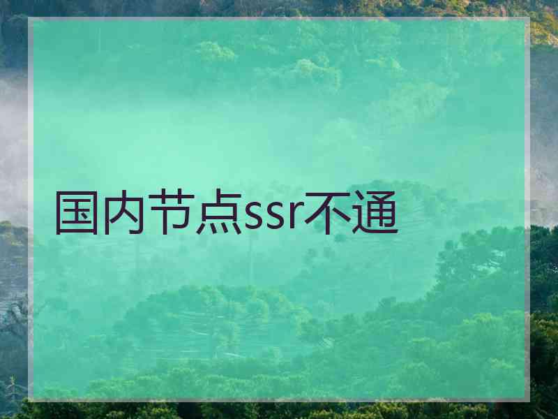 国内节点ssr不通