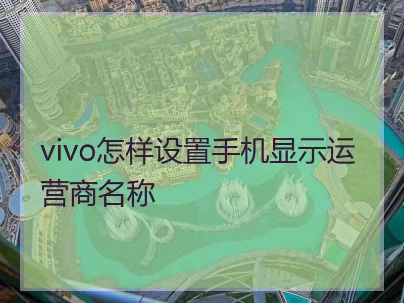 vivo怎样设置手机显示运营商名称