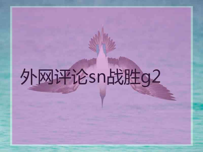 外网评论sn战胜g2