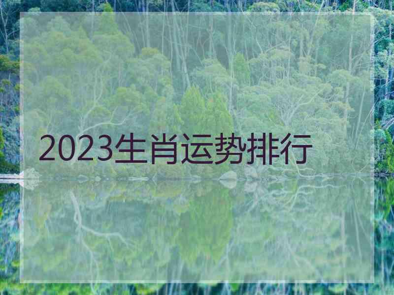 2023生肖运势排行