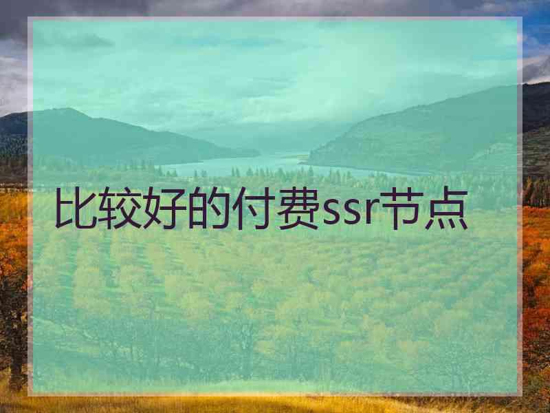 比较好的付费ssr节点