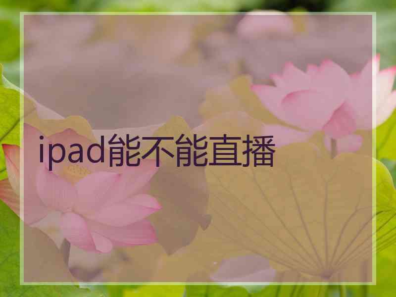 ipad能不能直播