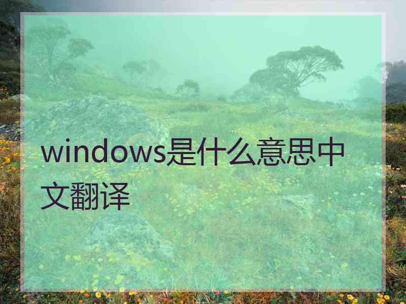 windows是什么意思中文翻译