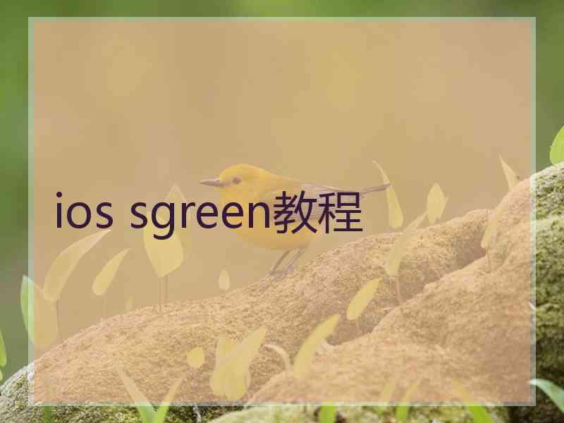 ios sgreen教程