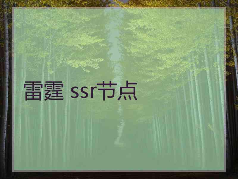 雷霆 ssr节点