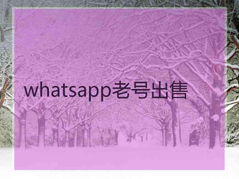 whatsapp老号出售