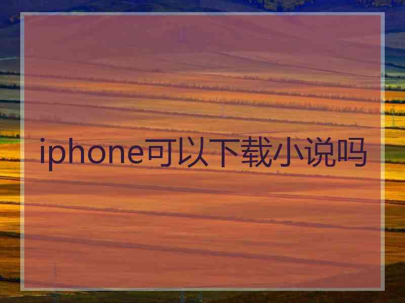 iphone可以下载小说吗