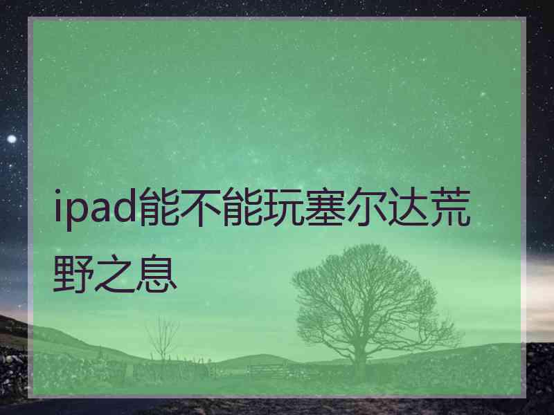 ipad能不能玩塞尔达荒野之息