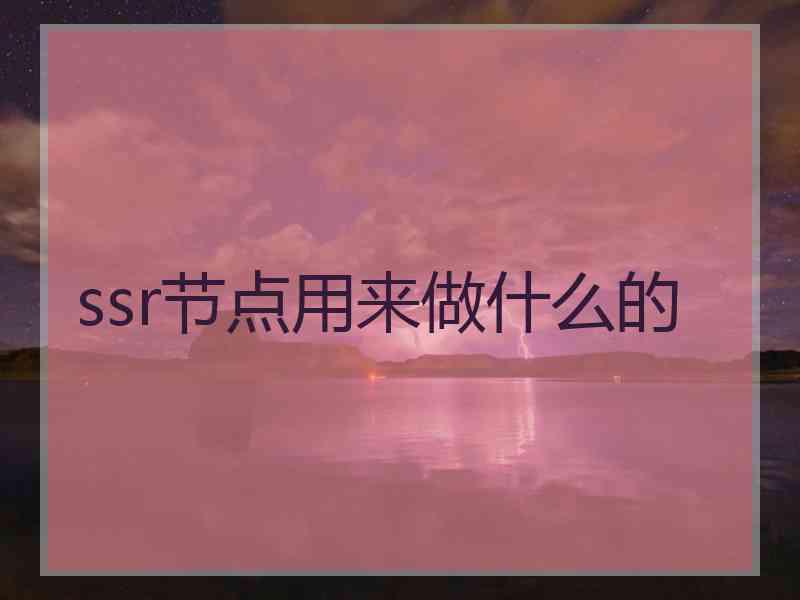 ssr节点用来做什么的