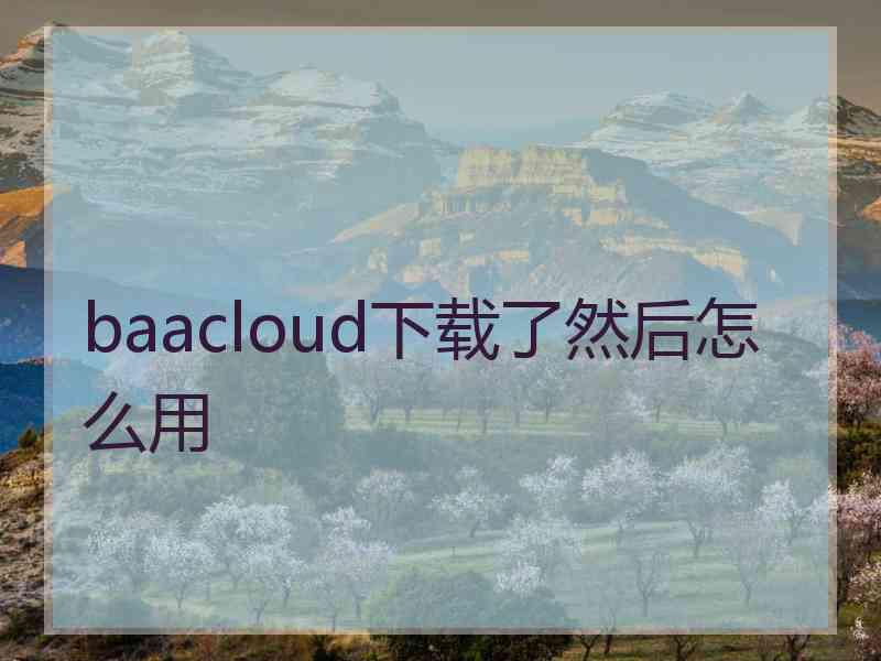 baacloud下载了然后怎么用