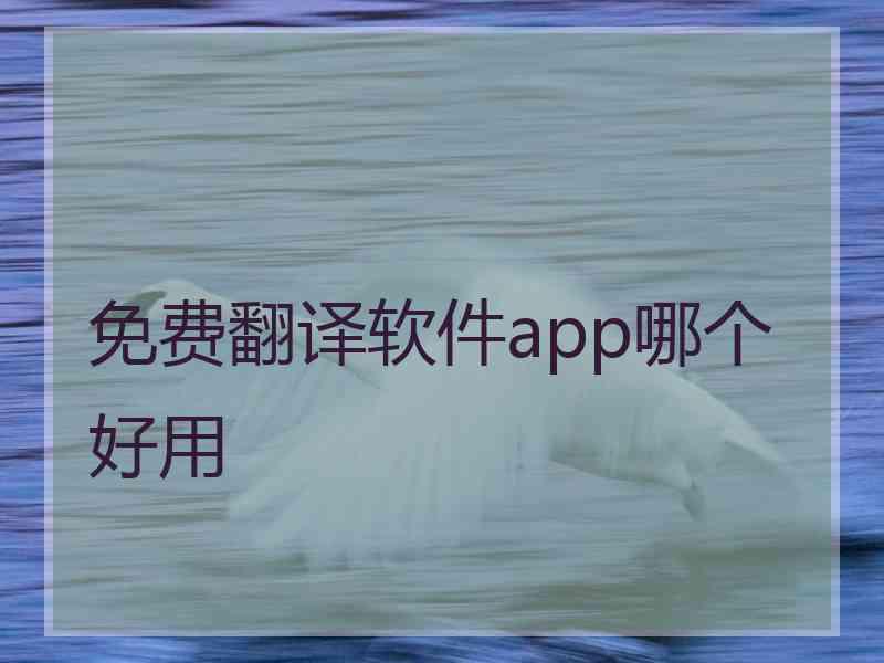 免费翻译软件app哪个好用