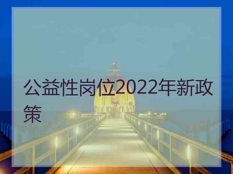 公益性岗位2022年新政策