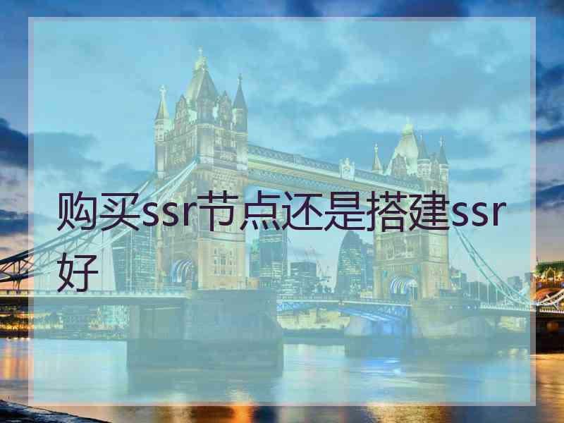 购买ssr节点还是搭建ssr好