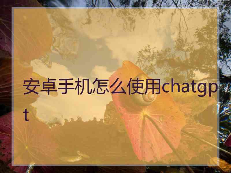 安卓手机怎么使用chatgpt