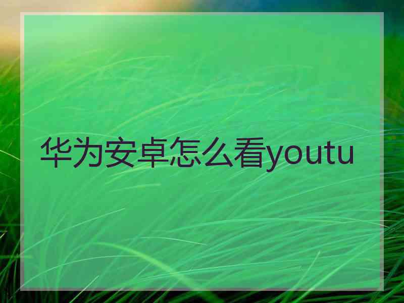 华为安卓怎么看youtu