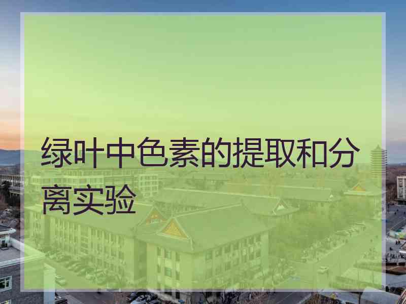 绿叶中色素的提取和分离实验