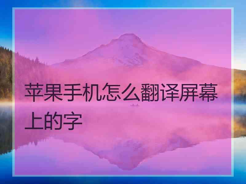 苹果手机怎么翻译屏幕上的字