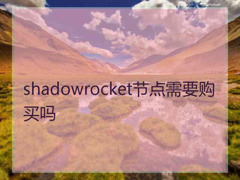 shadowrocket节点需要购买吗