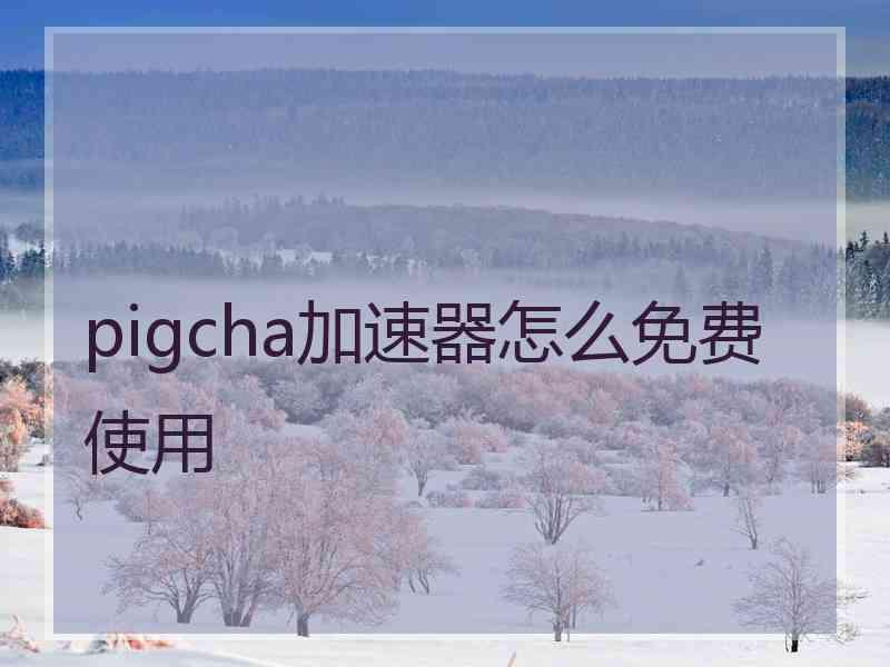 pigcha加速器怎么免费使用