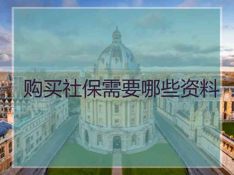 购买社保需要哪些资料