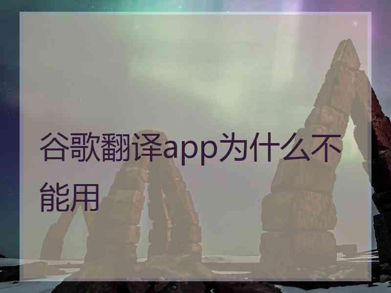 谷歌翻译app为什么不能用