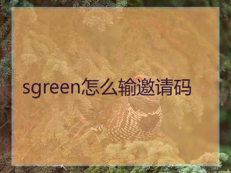 sgreen怎么输邀请码