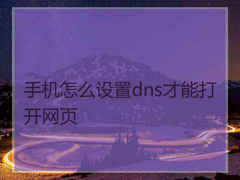 手机怎么设置dns才能打开网页