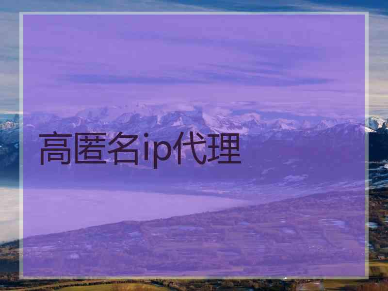 高匿名ip代理