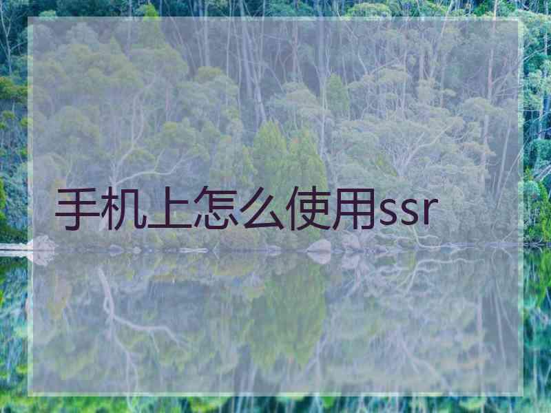 手机上怎么使用ssr