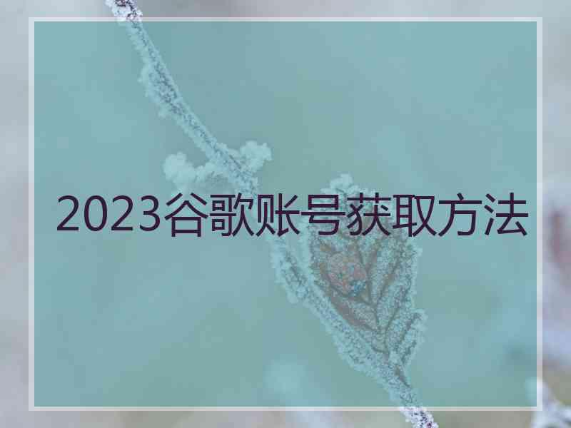 2023谷歌账号获取方法