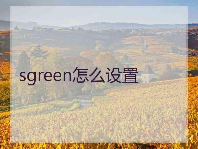 sgreen怎么设置