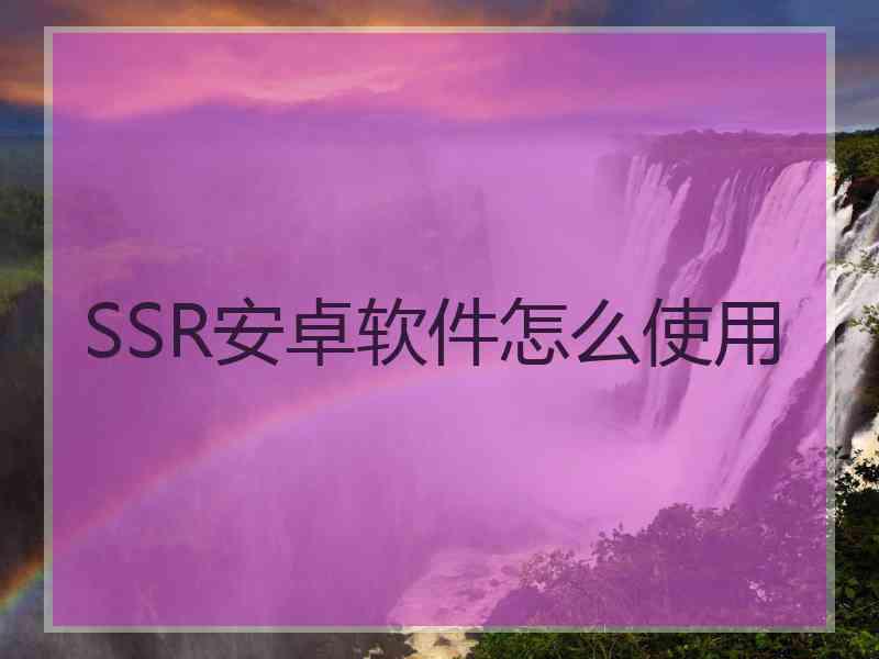 SSR安卓软件怎么使用