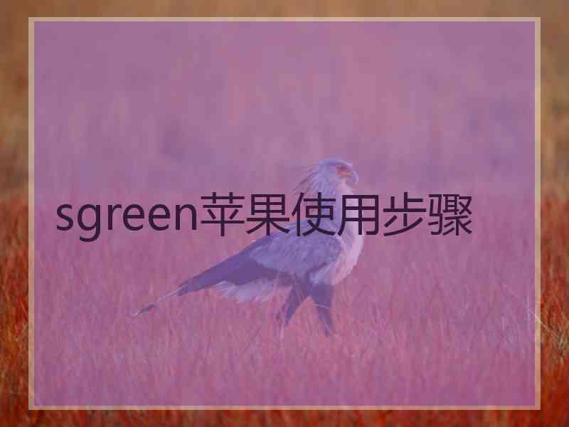 sgreen苹果使用步骤