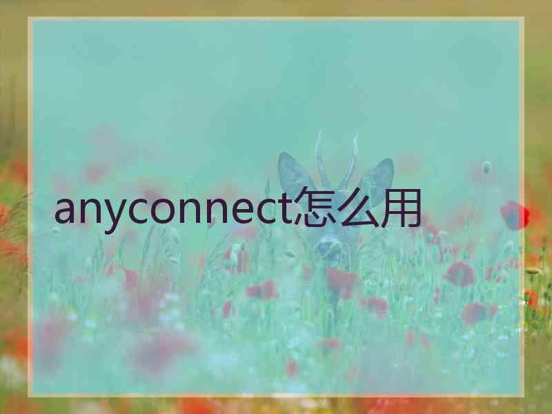 anyconnect怎么用