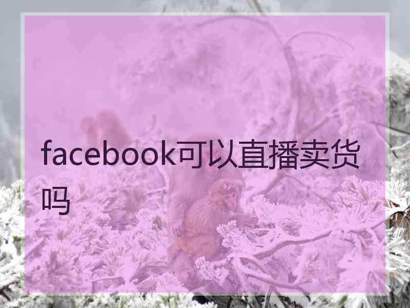 facebook可以直播卖货吗