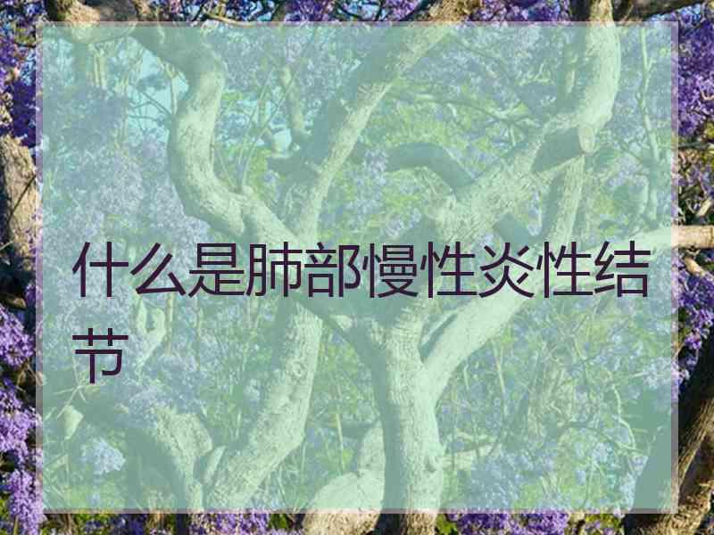 什么是肺部慢性炎性结节