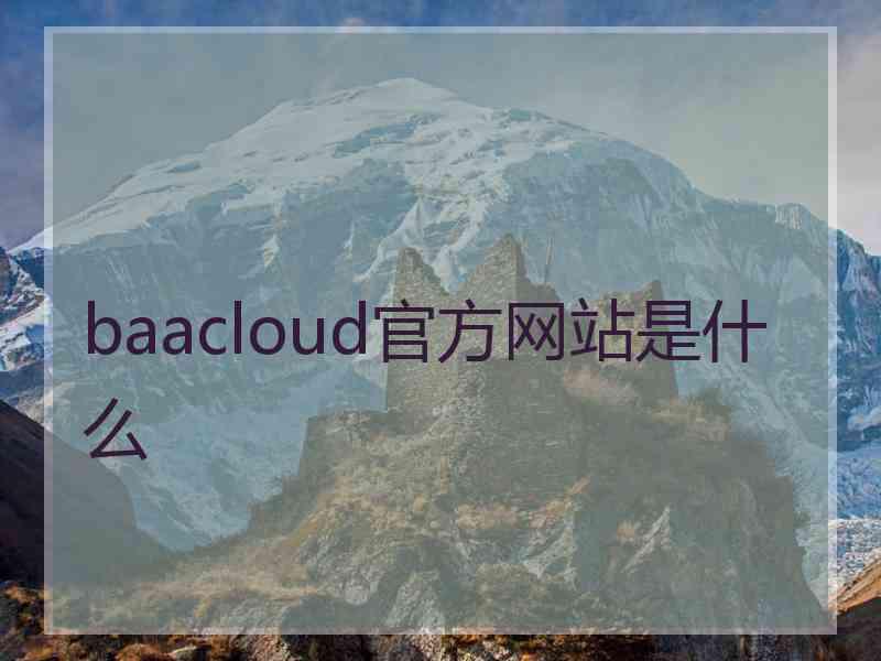 baacloud官方网站是什么