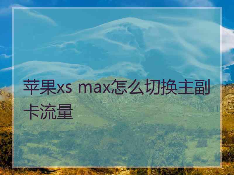 苹果xs max怎么切换主副卡流量