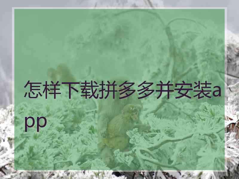 怎样下载拼多多并安装app