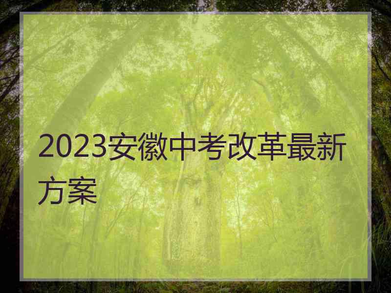 2023安徽中考改革最新方案