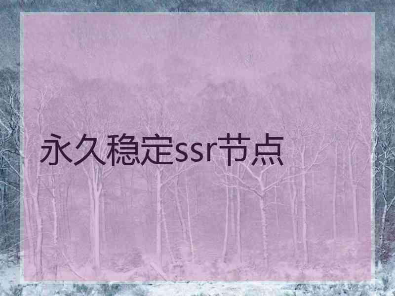 永久稳定ssr节点