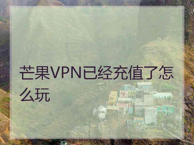 芒果VPN已经充值了怎么玩