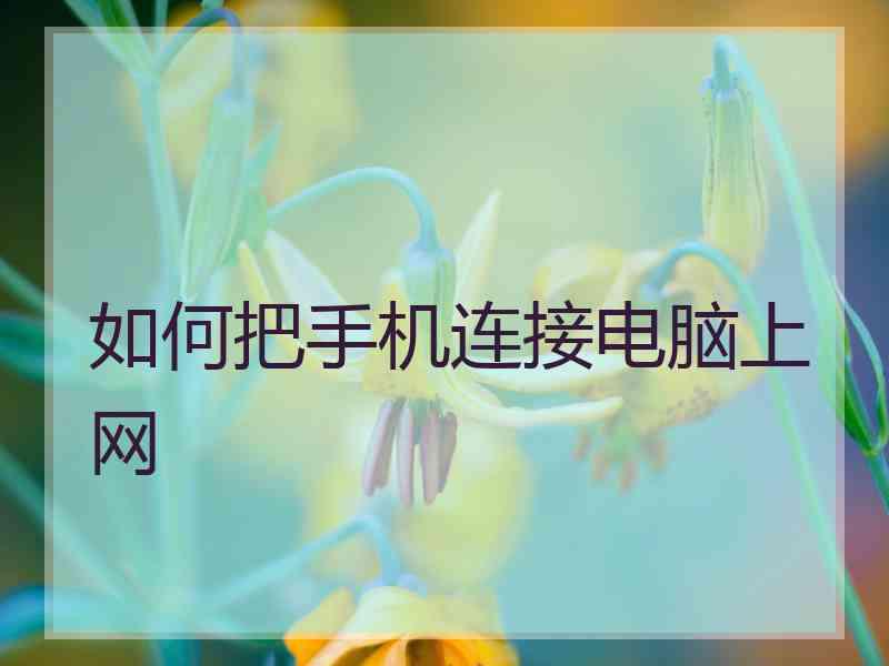 如何把手机连接电脑上网