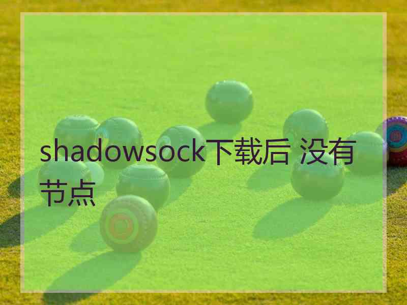 shadowsock下载后 没有节点